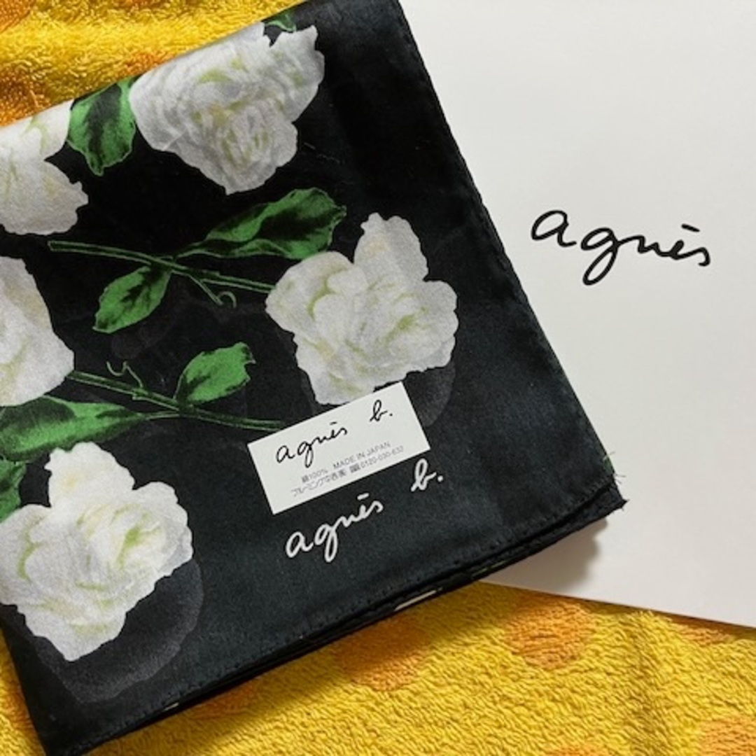 agnes b.(アニエスベー)のアニエスベー　大判ハンカチ　白薔薇 レディースのファッション小物(ハンカチ)の商品写真