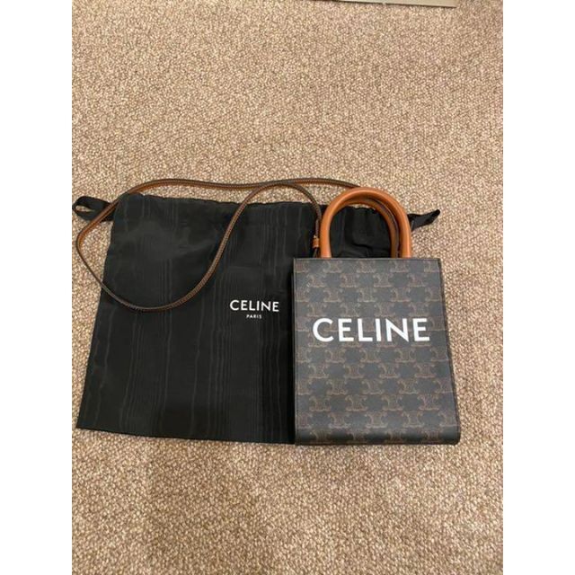 美品 ♡ CELINE  ミニバーティカルカバ トリオンフ キャンバス タン