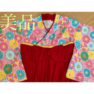 美品！袴　ロンパース　花柄　90㎝(和服/着物)