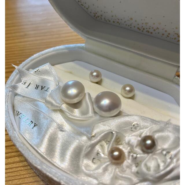 とみこ様専用　大粒13mm淡水パール真珠ピアスK14WGボタンパール レディースのアクセサリー(ピアス)の商品写真