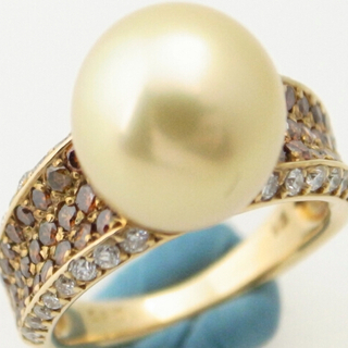 ゴールデンパール ダイヤモンドリング 指輪 K18(18金 イエローゴールド)(リング(指輪))
