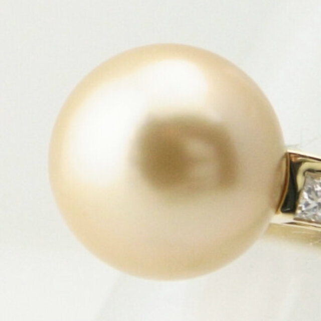 ゴールデンパール ダイヤモンドリング K18YG(18金 イエローゴールド) 21号 指輪 レディースのアクセサリー(リング(指輪))の商品写真