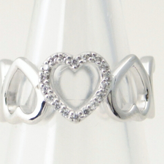 K18WG 0.09ct ハートデザインのダイヤモンドのリング　指輪