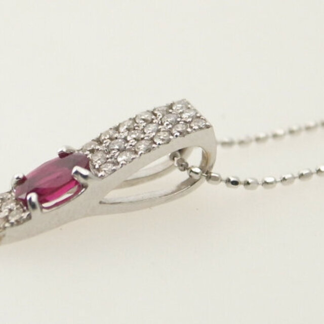 ダイヤモンド×ルベライト ネックレス K18WG Pt850 8.8g