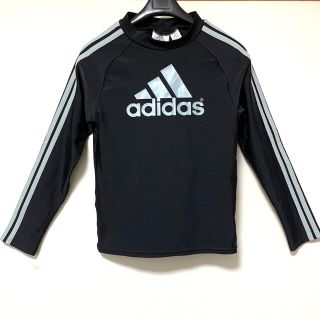 アディダス(adidas)の美品★キッズ 男女兼用 アディダス ラッシュガード ブラック 黒 日焼け対策 (マリン/スイミング)