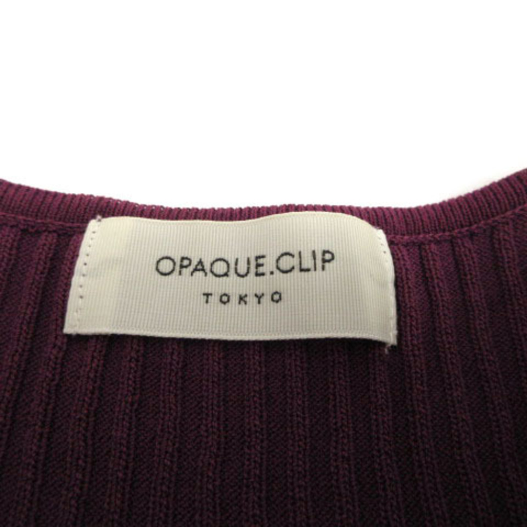 OPAQUE.CLIP(オペークドットクリップ)のOPAQUE.CLIP ニット リブ 半袖 ボーダー 紫 茶 ピンク M レディースのトップス(ニット/セーター)の商品写真