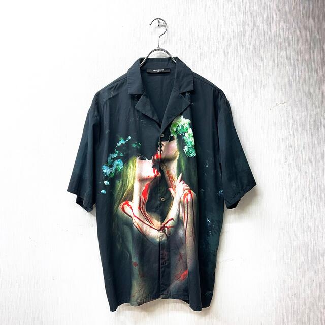 【XL】オープンカラー・キル・S/Sシャツ ブラック