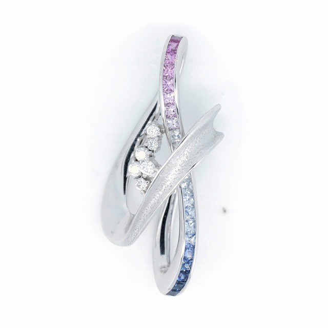 ジュネ サファイヤ ダイヤモンドペンダント S1.05ct D0.16ct K18WG(18金 ホワイトゴールド)