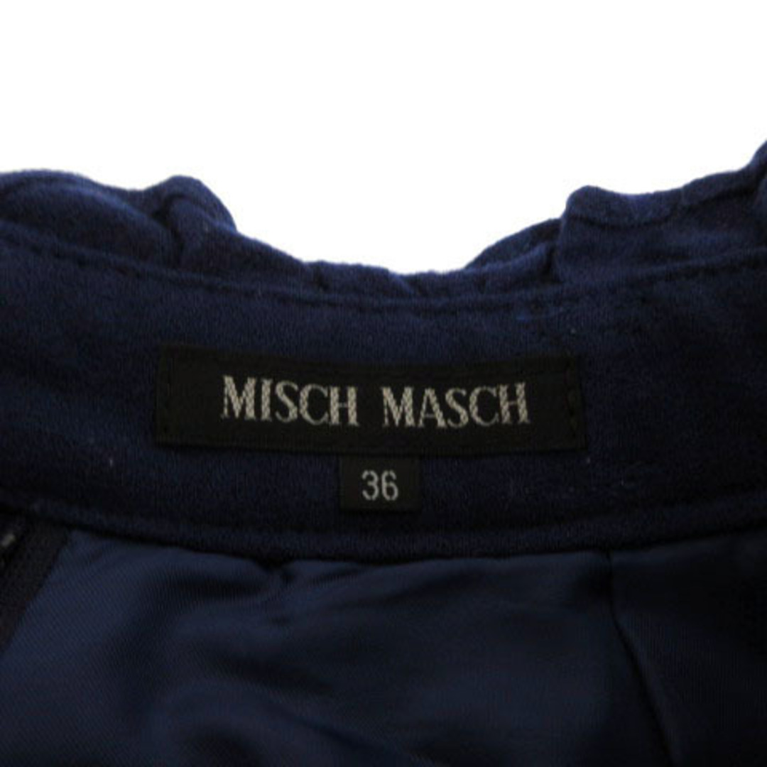 MISCH MASCH(ミッシュマッシュ)のミッシュマッシュ スカート タック ひざ丈 ベルト付 ウール ビジュー 青 36 レディースのスカート(ひざ丈スカート)の商品写真