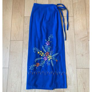 週末限定 90s vintage embroidery flower sk(ロングスカート)