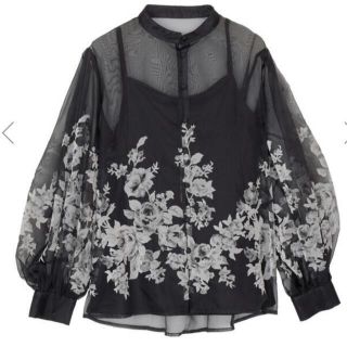 アメリヴィンテージ(Ameri VINTAGE)の新品未使用AMERI 2WAY HAZE FLOWER BLOUSE Black(シャツ/ブラウス(長袖/七分))