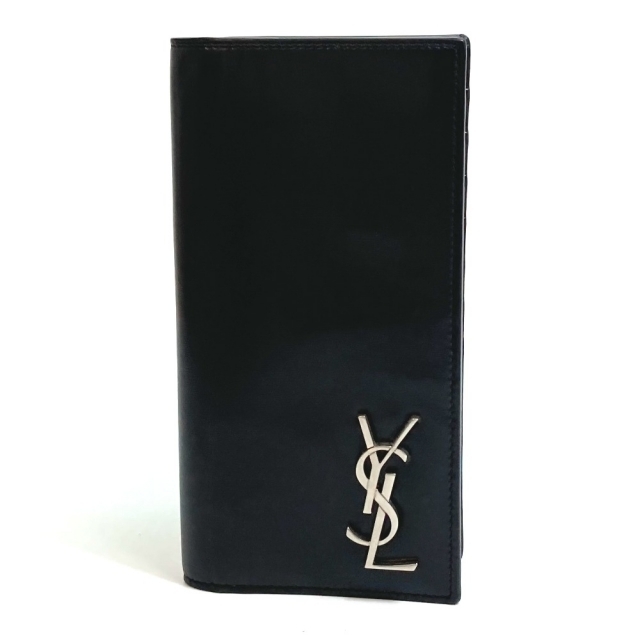 サンローランパリ 529981 ロゴ YSL 2つ折り 長財布 レザー ブラック