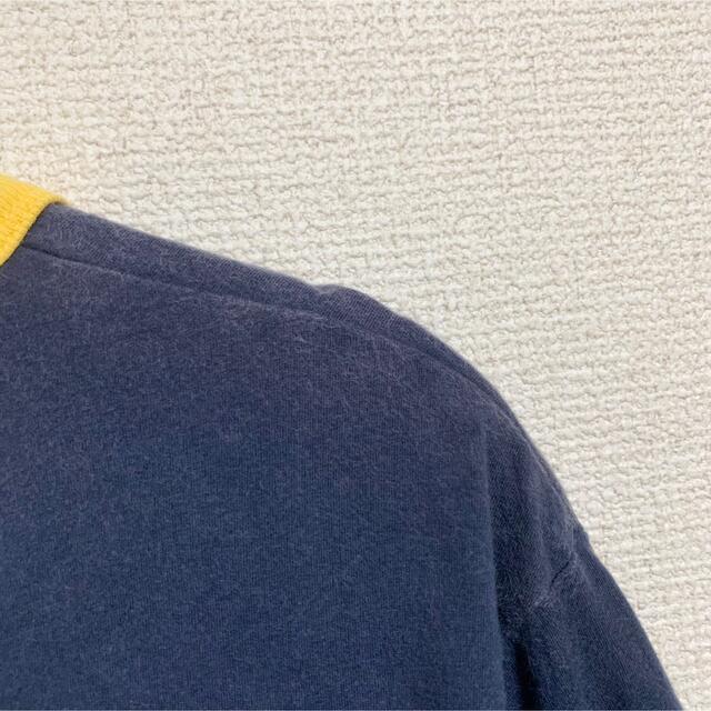 NIKE(ナイキ)のNIKE リンガーTシャツ メンズ L 紺 黄色 古着 00s ロゴ メンズのトップス(Tシャツ/カットソー(半袖/袖なし))の商品写真