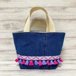 no.115 ハンドメイド ☺︎小さめトートバッグ☺︎ネイティブ☺︎デニム(バッグ)