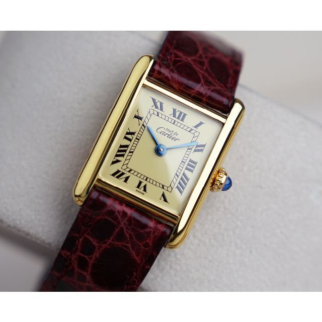 美品 カルティエ マスト タンク アイボリー ローマン SM Cartier