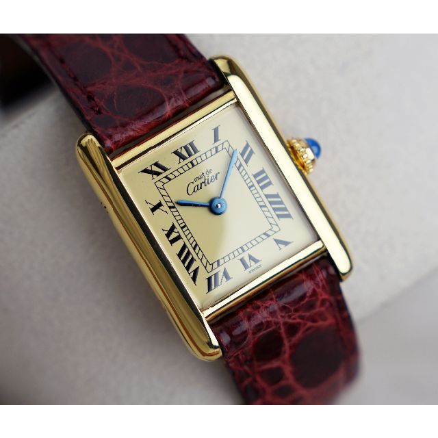 美品 カルティエ マスト タンク アイボリー ローマン SM Cartier