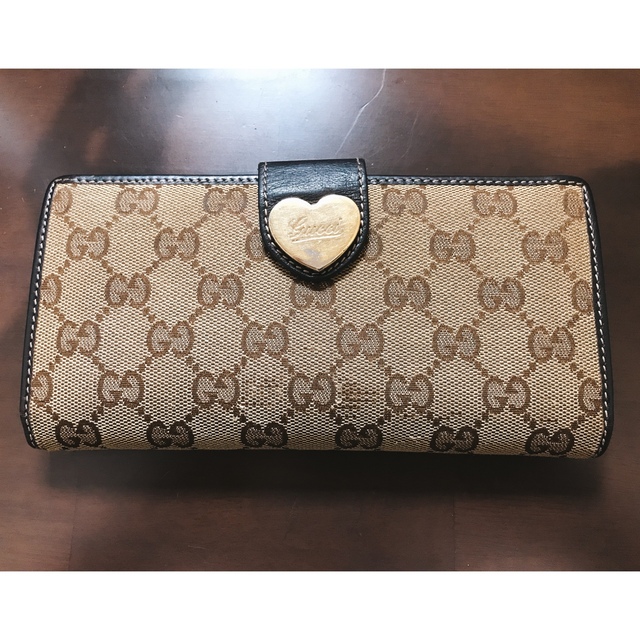 Gucci(グッチ)のグッチ　GUCCI 財布　長財布　GGキャンバス　ハート金具 レディースのファッション小物(財布)の商品写真