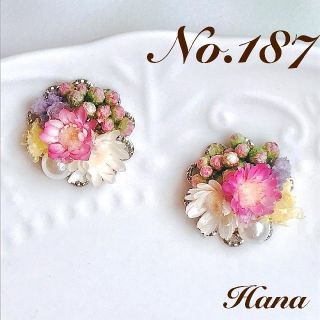 No.187 色とりどりの小さなお花畑　本物のお花のブーケピアス　イヤリング(ピアス)