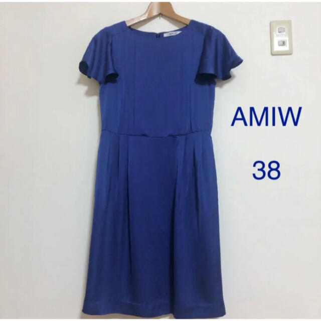 AMIW(アミウ)の♪AMIW ラッフルスリーブワンピース ♪38 ブルー系 レディースのワンピース(ひざ丈ワンピース)の商品写真