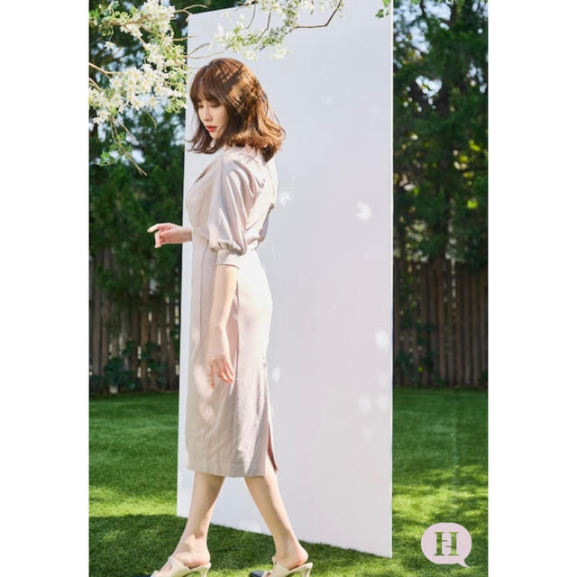 茄子紺 herlipto Tulip Cotton Blend Midi Dress | tegdarco.com