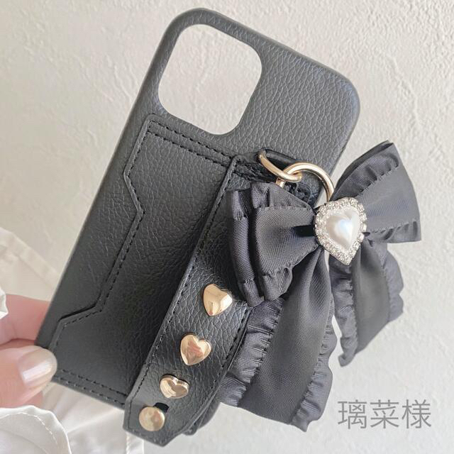 璃菜様 フリルリボン×スタッズ iPhoneケース スマホ/家電/カメラのスマホアクセサリー(iPhoneケース)の商品写真