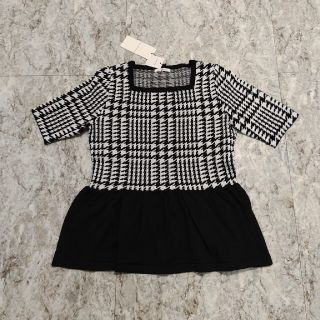 ジョリーブティック(Jolly Boutique)のJULIA BOUTIQUE 千鳥格子柄ペプラムニットトップス(カットソー(半袖/袖なし))