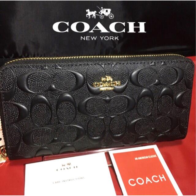 coach ラウンドジップ長財布 エンボスドシグネチャー Ｆ53834 - 長財布