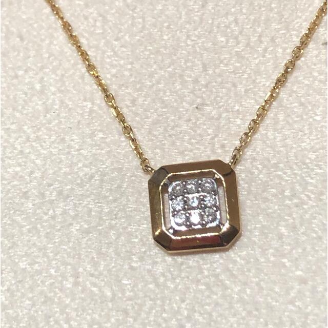 K18 スクエアダイヤネックレス】