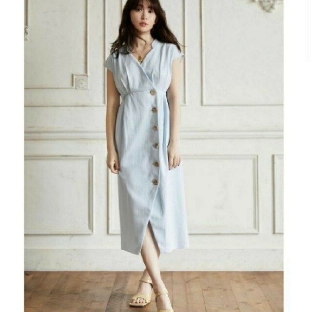 1195ウエストHer lip to Denim Wrap-effect Mide Dress