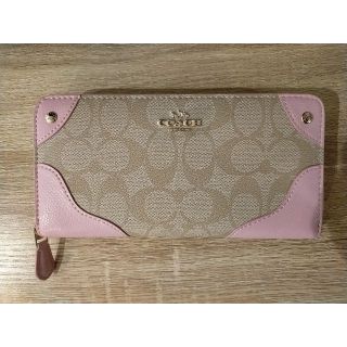 コーチ(COACH)の＊COACH　コーチ＊シグネチャー　長財布　ベージュ×ピンク　F53780(財布)