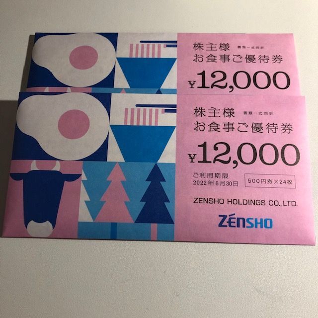 ゼンショー 株主優待券 12000円分 2022.6.30まで