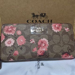 コーチ(COACH)のCOACH  長財布シグネチャー　ピンクの花柄模様(財布)