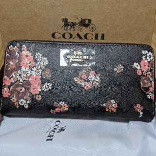 コーチ(COACH)のCOACH  長財布黒系シグネチャー　花柄模様(財布)