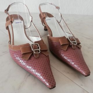 美品】銀座かねまつパンチングストラップパンプスサンダル 美品】銀座かねまつパンチングストラップパンプスサンダル