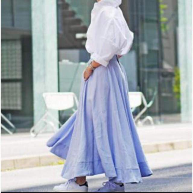 美品♡マディソンブルー  リネン　スカート　サックスブルー　水色　空色　02