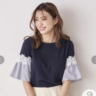 クイーンズコート(QUEENS COURT)の【★ダッフィ★様専用】新品 QUEENS COURT 袖ストライププルオーバー(カットソー(長袖/七分))