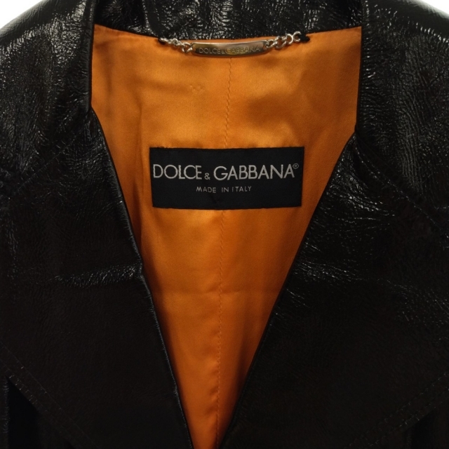 種類豊富な品揃え DOLCE & GABBANA ドルチェアンドガッバーナ ラムレザーパテント テーラードジャケット ブラック レディース 98824
