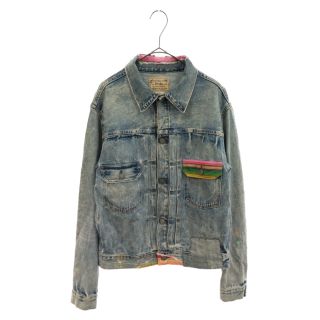 ポロラルフローレン(POLO RALPH LAUREN)のPOLO RALPH LAUREN ポロラルフローレン EMBROIDERED DETAIL TRUCKER DENIM JACKET ヴィンテージ加工 ダメージリペア トラッカーデニムジャケット ブルー 710798263001(Gジャン/デニムジャケット)