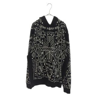 マルセロブロン(MARCELO BURLON)のMARCELO BURLON マルセロバーロン 総柄 プリント デザイン プルオーバー スウェット パーカー ブラック(パーカー)