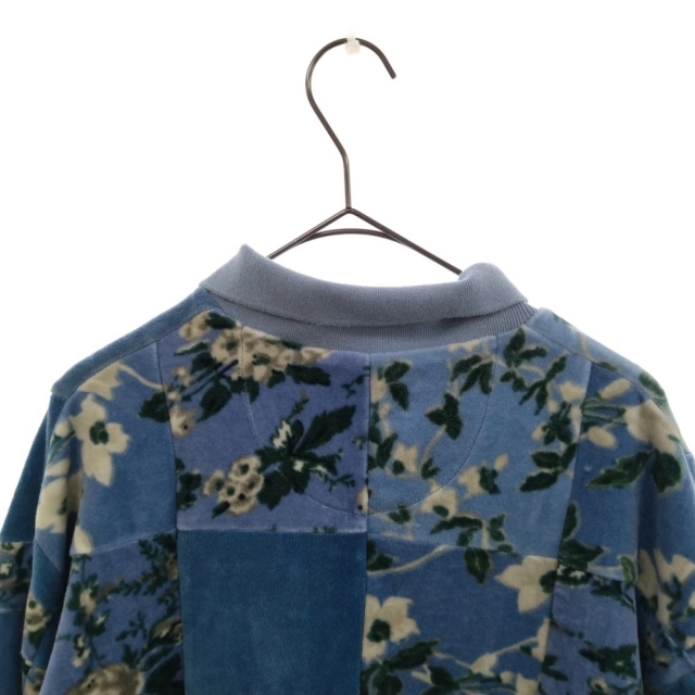 SUPREME シュプリーム 21AW Floral Patchwork Velour L/S Polo フローラルパッチワークベロアロングスリーブポロシャツ 長袖 ブルー 3