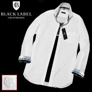 ブラックレーベルクレストブリッジ(BLACK LABEL CRESTBRIDGE)の新品 LL ブラックレーベルクレストブリッジ 裏チェック リネン混 長袖シャツ白(シャツ)