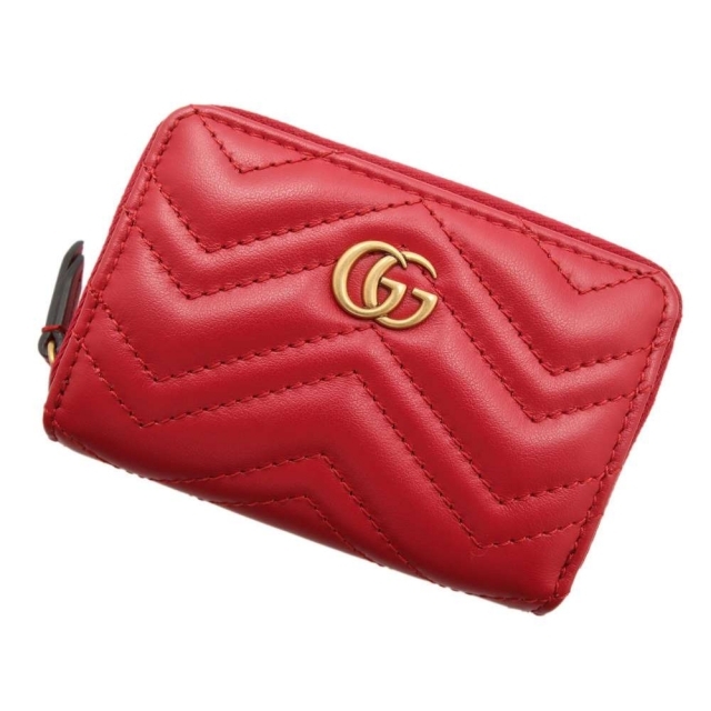 Gucci(グッチ)のグッチ カードケース GGマーモント カーフレザー 549142 GUCCI パスケース 名称入れ レッド 赤 レディースのファッション小物(パスケース/IDカードホルダー)の商品写真