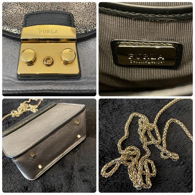 FURLA フルラ メトロポリス ショルダーバッグ シルバー グリッター