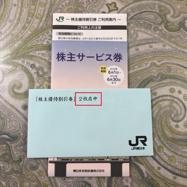 JR東日本旅客鉄道株主優待割引券2枚