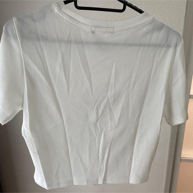 シンプルカットアウトクロップド丈スキニーTシャツ レディースのトップス(Tシャツ(半袖/袖なし))の商品写真