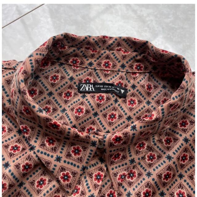 ZARA ザラ 長袖シャツ ブラウス 花柄 xsサイズ ブラウン レディースのトップス(シャツ/ブラウス(長袖/七分))の商品写真