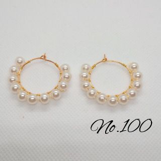 パールビーズのフープピアス(ピアス)