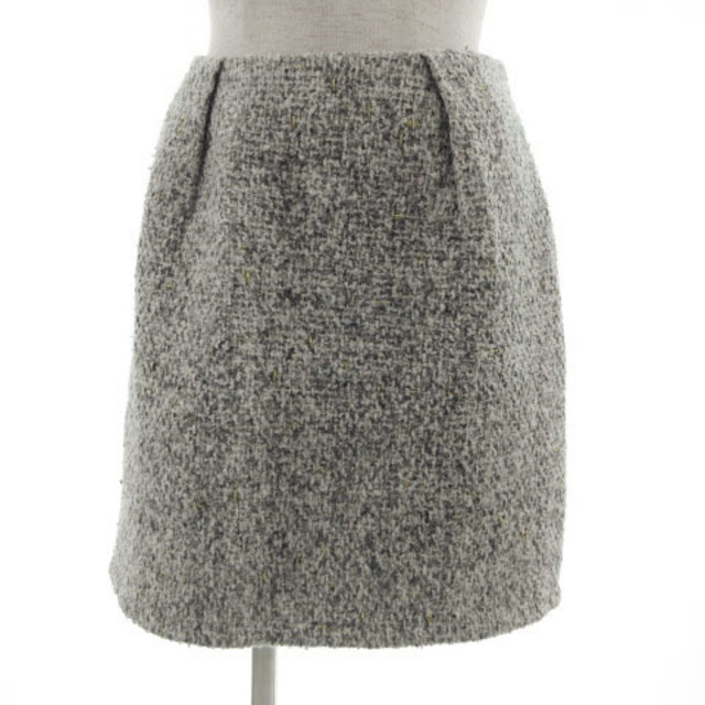 UNRELISH(アンレリッシュ)のアンレリッシュ スカート ひざ上丈 ツイード グレー 白 ゴールド M レディースのスカート(ひざ丈スカート)の商品写真