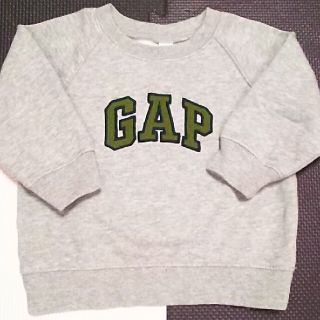 ベビーギャップ(babyGAP)のbaby男の子GAP長袖トレーナー灰色グレー緑グリーン美品!キッズ子供80cm(トレーナー)