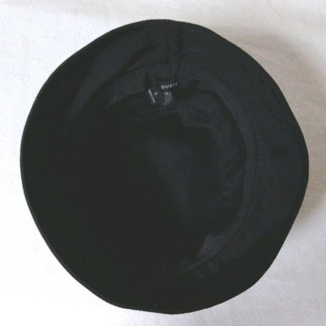 美品 ビンテージ レア グッチ バケットハット 黒 レザー リボン